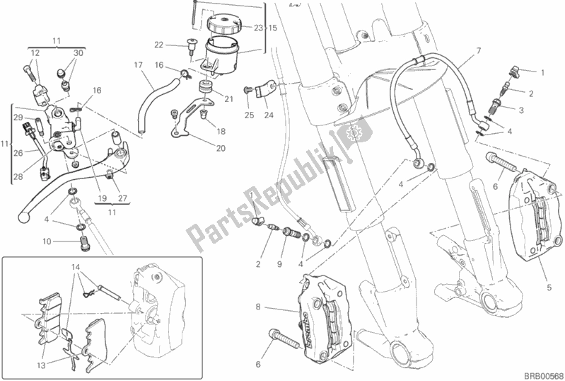 All parts for the Front Brake System of the Ducati Supersport USA 937 2017